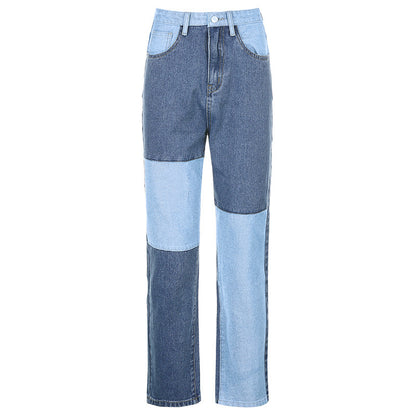 Ella™ | High-Rise Straight-Leg Jeans mit Kontrastnähten