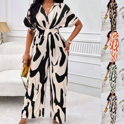 Pamy™ | Bequemer V-Ausschnitt Jumpsuit mit Print