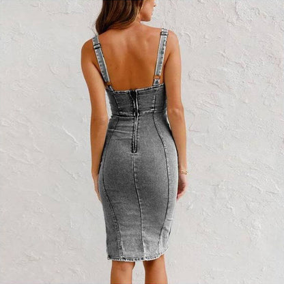 Jess™ | Verführerisches Denim-Kleid mit Schlitz